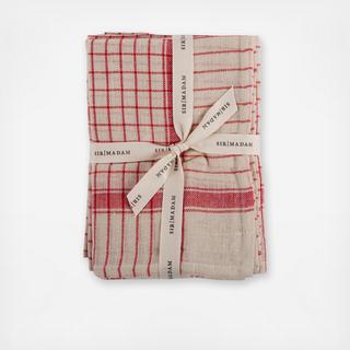 Red Checks Found Dish Cloth, Set of 4
