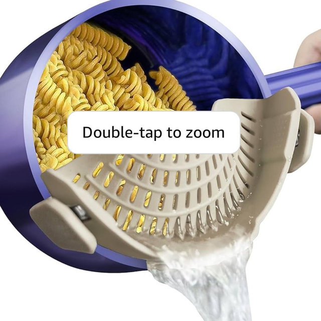 AUOON Clip on Strainer - Silicone Pasta Strainer for Pots Pans and Bowls | Space-Saving Kitchen Essentials for Cooking and Draining | Dishwasher Safe (MilkShake)