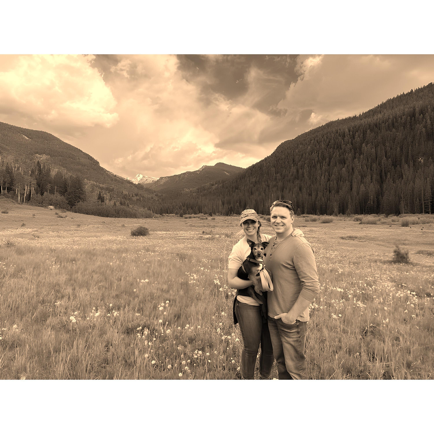 Standing in the future spot where we'll say 'I do'—little did we know at the time!