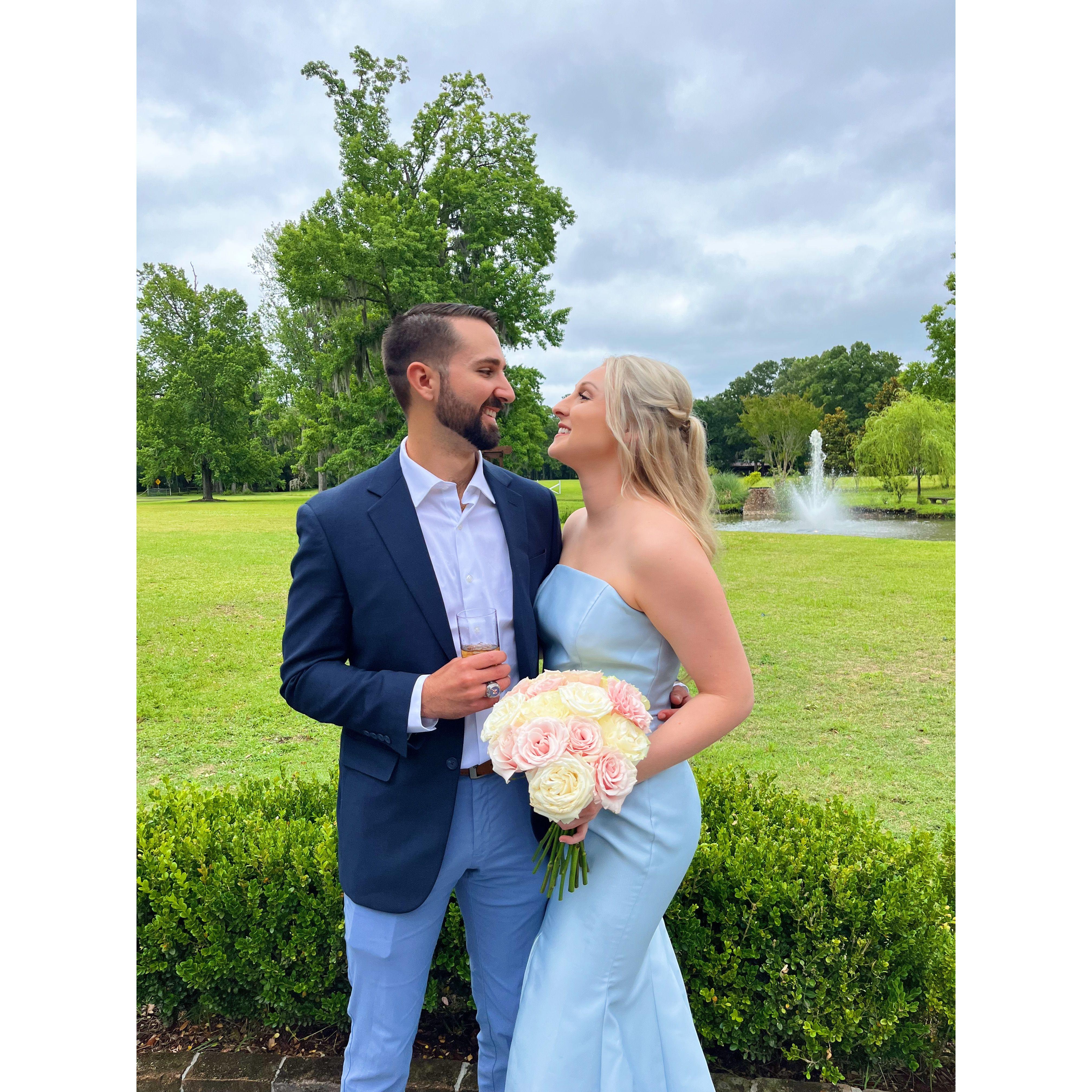 May 2023 -- Emma and Jared at a wedding in Charleston, SC.