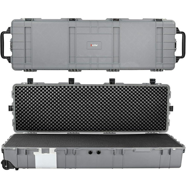 Eylar XXXL 57 Inch Heavy Transport Roller Rifle Hard Case with Foam, Mil-Spec, Waterproof & Crushproof, Auto-Pressure Valve with Lockable Fittings TSA Standards