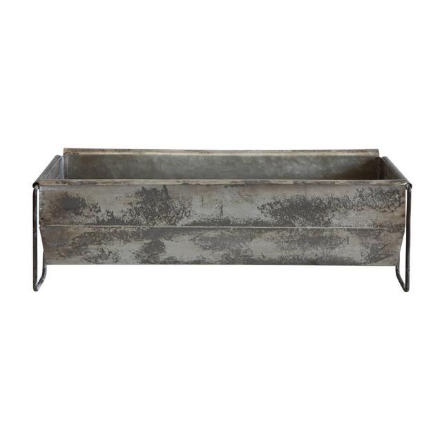 6" x 7" Metal Trough Container with Distressed Zinc Finish Bowl Gray - 3R Studios