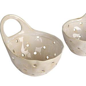 Creative Co-Op Set of 2 Cream Stoneware Colanders