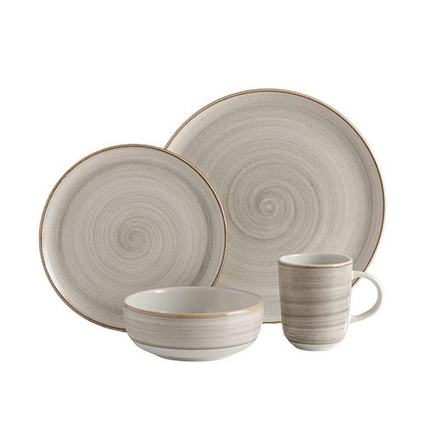 Corona Dinnerware Set 16-pieces Earthenware | Gray Caoba | Hand-Painted | Set de Vajilla 4 puestos | 16 piezas | Ceramica | Artisan Decor