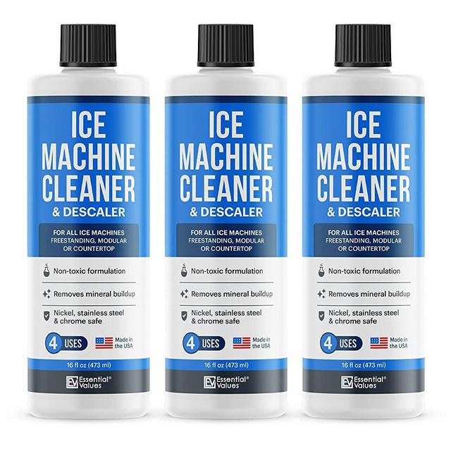 3-Pack Ice Machine Cleaner and Descaler 16 fl oz, Nickel Safe Descaler | Ice Maker Cleaner Compatible with All Major Brands (Scotsman, KitchenAid, Affresh) - Made in USA by Essential Values