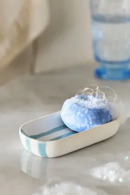 Striped Ceramic Soap Dish