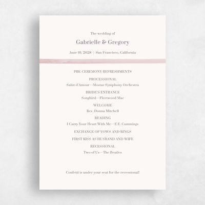Dusty Peach, Pink Wedding Program - Harbor