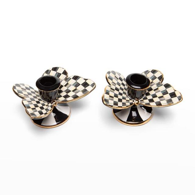 MacKenzie-Childs Courtly Check Butterfly Candle Holders, Set Of 2