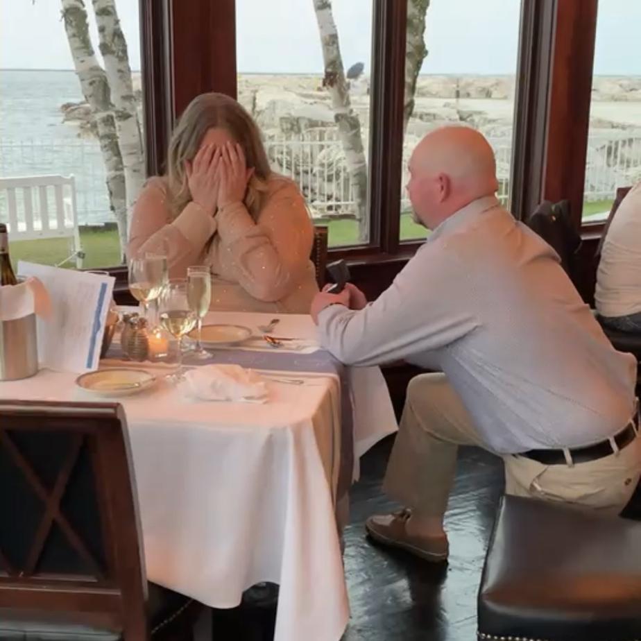 Jason proposing at Harbor House