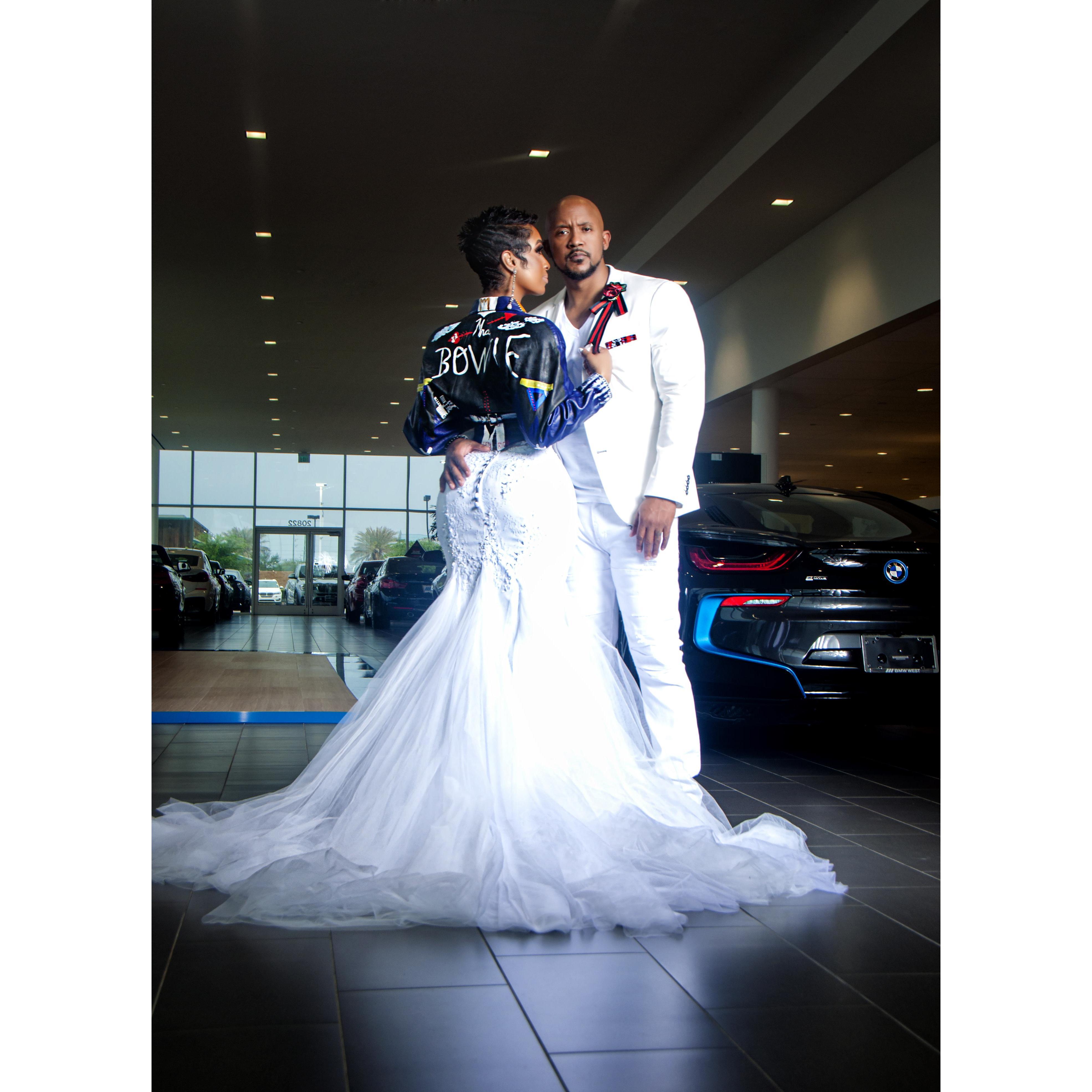 Engagement photo shoot at BMW West Houston.