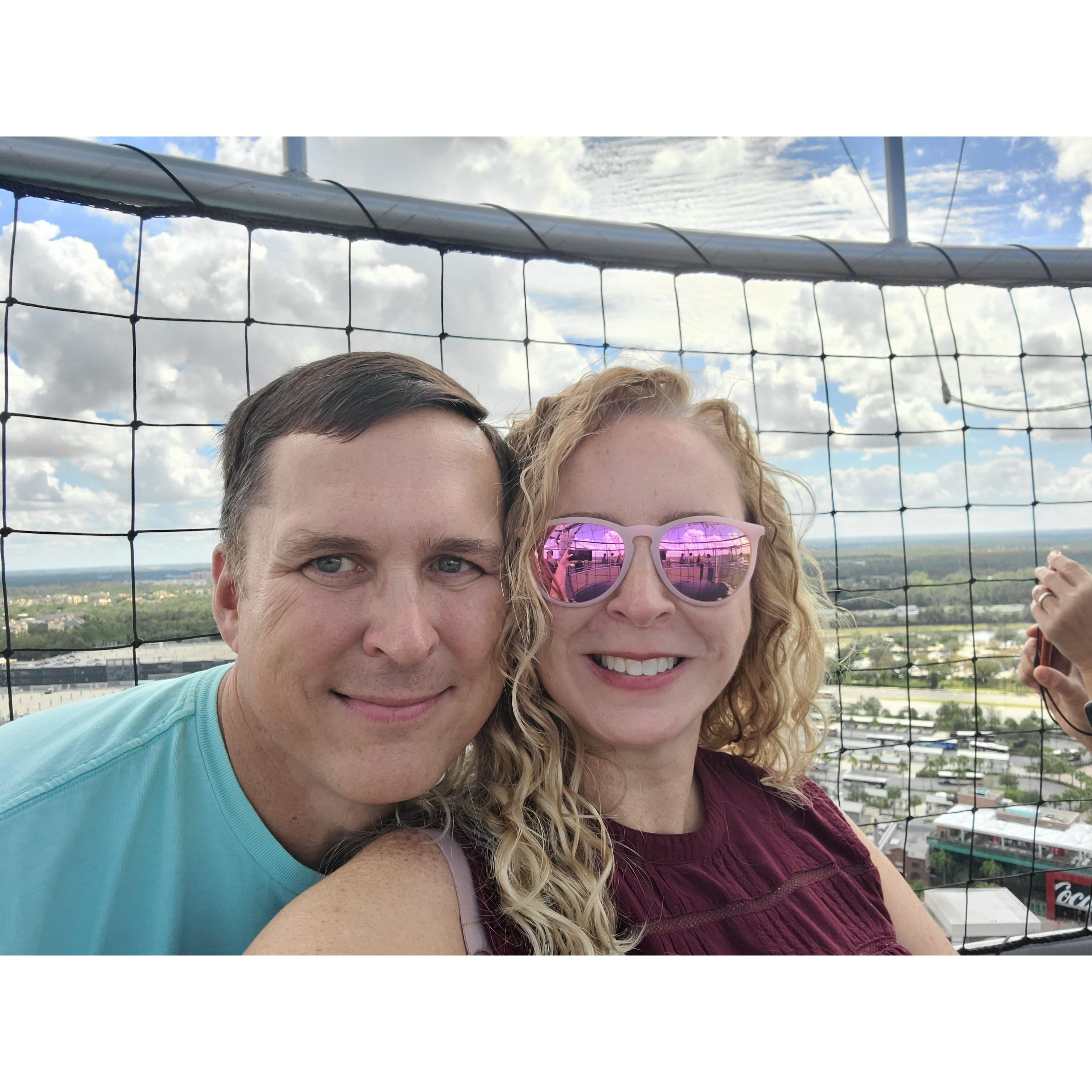 Riding the hot air balloon at Disney Springs!