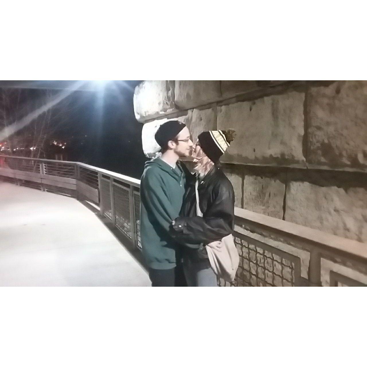 Our first photo under the railroad bridge near Berkley Park. Photo credit to my brother Nathan.