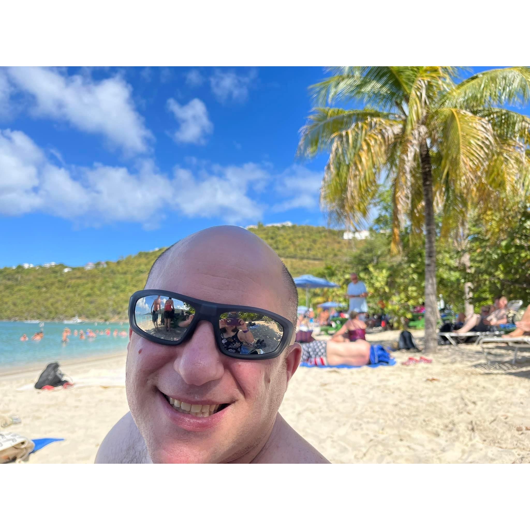 On the beach in Megan’s Bay St Thomas