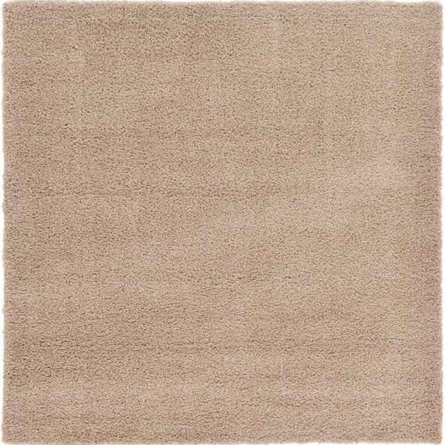 Unique Loom Solid Shag Collection Area Rug (7' 10" Square, Taupe)
