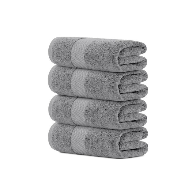 White Classic Luxury 100% Cotton Bath Towels Set of 4 - 27x54" Light-Gray