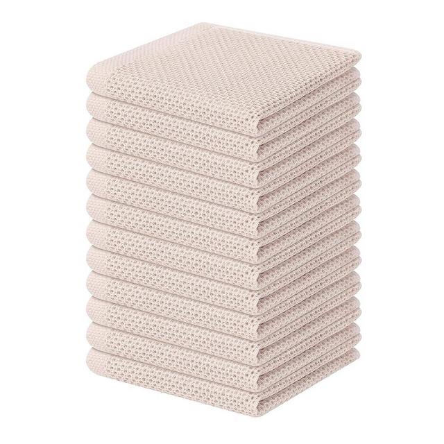 Homaxy 100% Cotton Waffle Weave Kitchen Dish Cloths, Ultra Soft Absorbent Quick Drying Dish Towels, 12 x 12 Inches, 12-Pack, Beige