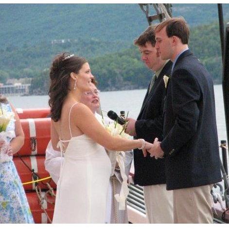 The first go-round...a chilly sunset ceremony on The Margret Todd!