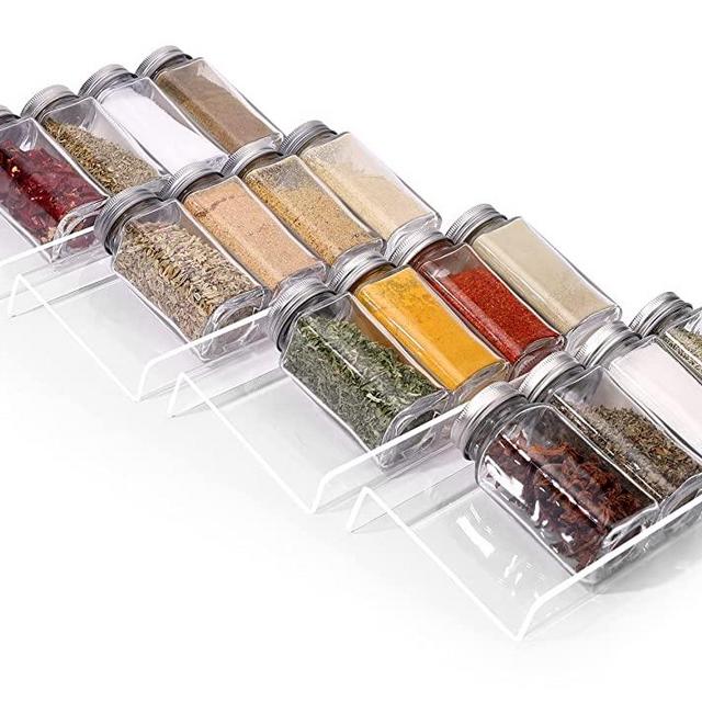 Clear Acrylic Spice Drawer Organizer, 4 Tier- 1 Set Seasoning Jars Drawers Insert, Kitchen Spice Rack Tray for Drawer/Countertop (Jars not included)