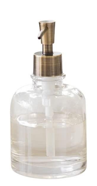 Rail19 Derby Soap Dispenser with Metal Pump - Liquid Hand Soap & Lotion for Kitchen and Bathroom, 10oz (Antique Brass)