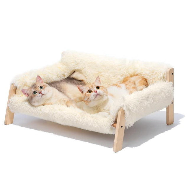 MEWOOFUN Cat Couch Bed, Pet Sofa for Indoor Cats Wooden Indoor Pet Furniture Elevated Cat Beds with Removable Mattress Cover Suitable for Kitty, Puppy or Small Animal