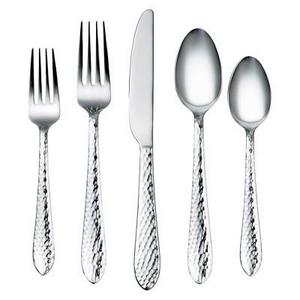 Corelle Coordinates Liam Hammered Mirror 20 Piece Silverware Set