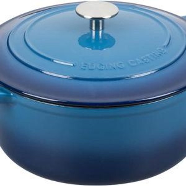 Enameled Cast Iron Dutch Oven Pot With Lid for Cooking, Bread Baking, Bread Oven, 5.5 Quart, Lake Blue