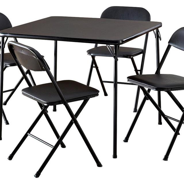 Cosco 5-Piece Card Table Set, Black