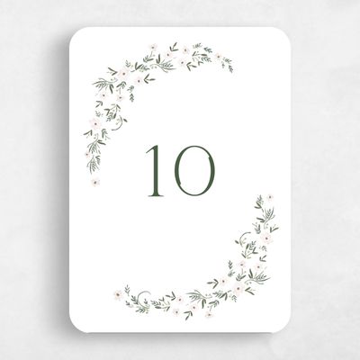 White Rounded Wedding Table Number - Lenora