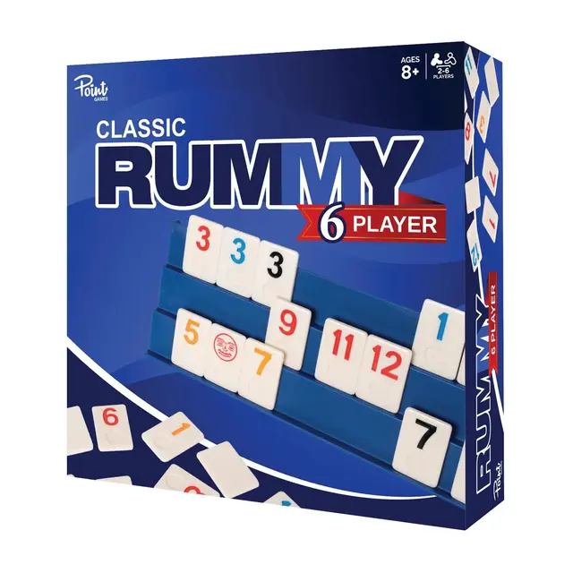 Point Games Rummy Cube 6 Player Edition Set - Classic Family Game, Ages 8+ with More Tiles, Six Racks - Ideal for Kids, Adults & Family Game Night