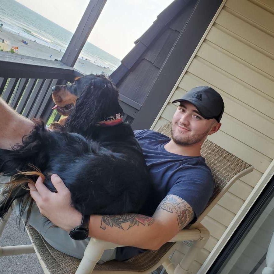 Rooney's first beach trip!