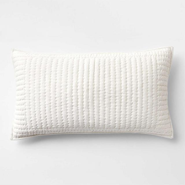 Organic Jersey Heathered Ivory King Quilted Pillow Sham