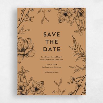 Light Camel, Yellow Wedding Save the Date - Birkenfeld Bloom