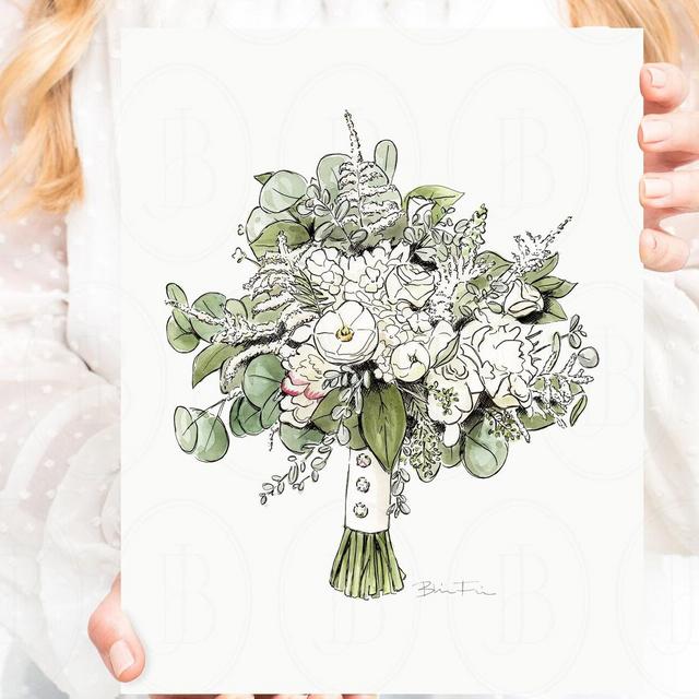 Custom Hand Painted Wedding Bouquet Artwork, Personalized Wedding Gift, First Anniversary Gift by Boone and June | Limited 5 Spots Available