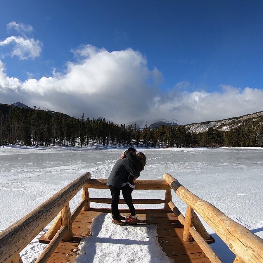 Right after we got engaged in Rocky Mountain National Park! Super lucky that a photographer captured this for us! She was there photographing another wedding elopement!
