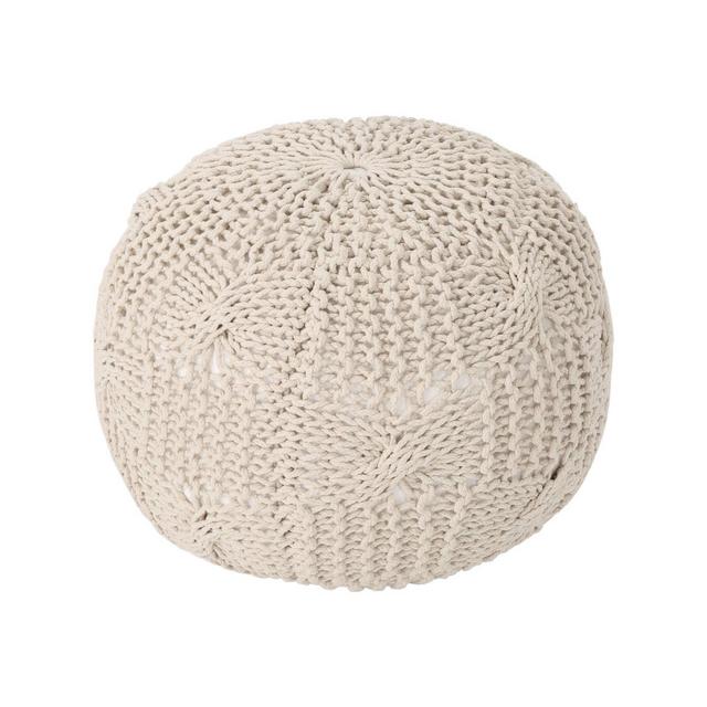 Anouk Knitted Cotton Pouf Beige - Christopher Knight Home