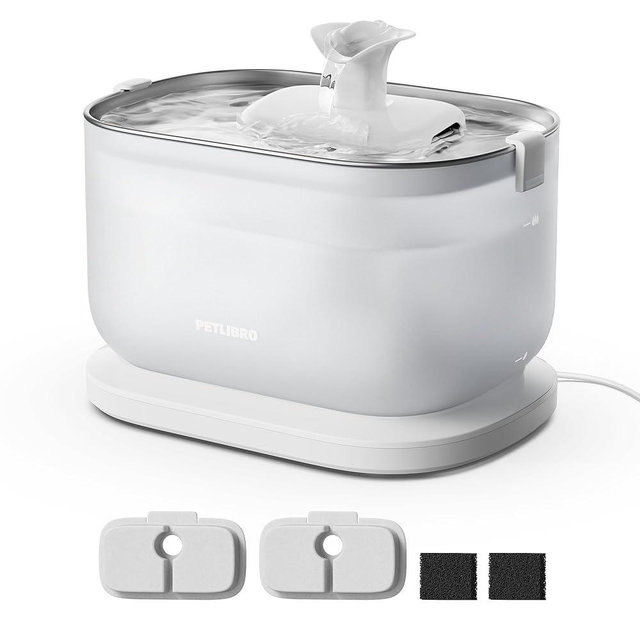 PETLIBRO Cat Water Fountain, Wireless Pump Cat Fountain, 2.5L/84oz Pet Water Fountain for Cats Indoor Stainless Steel, Cat Water Dispenser with Two Flow Modes, Pet Fountain for Drinking Easy Clean