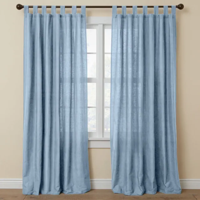 BrylaneHome Poly Cotton Canvas Tab-Top Panel - 48" W 84" L, Carolina Blue