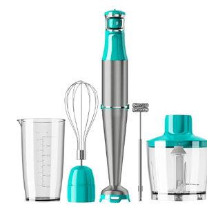 Immersion Blender Handheld Corded Hand Blenders Set 1100W, Trigger Variable Speed 5 in 1 Stick Emulsifier with Chopper, Whisk and Frother for Soup, Baby Food and Smoothies, Cyan Blue