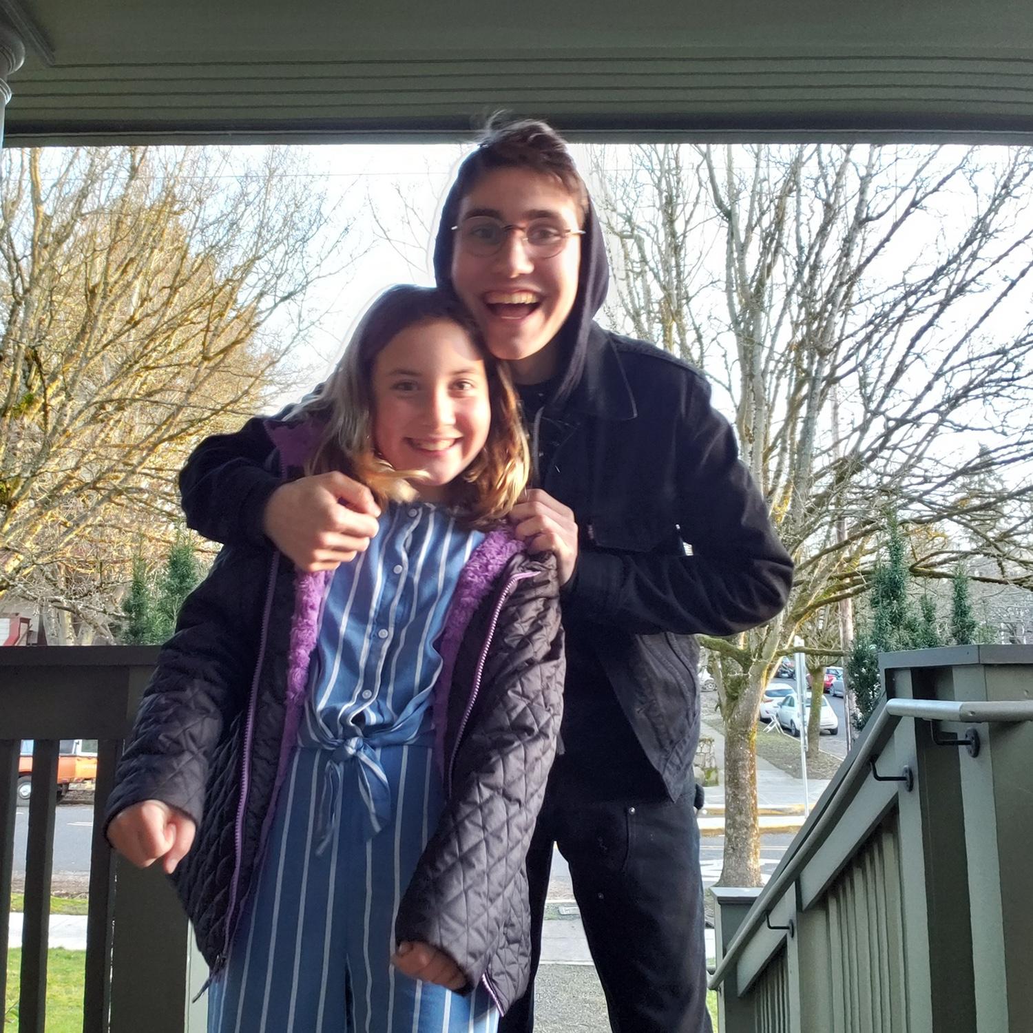Harper and Sage on the porch of our first apartment.