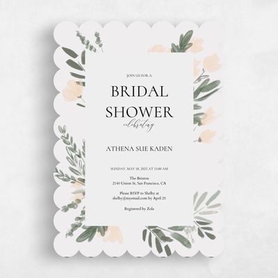 Grey Scalloped Wedding Wedding Shower Invitation - Oaklyn Portrait