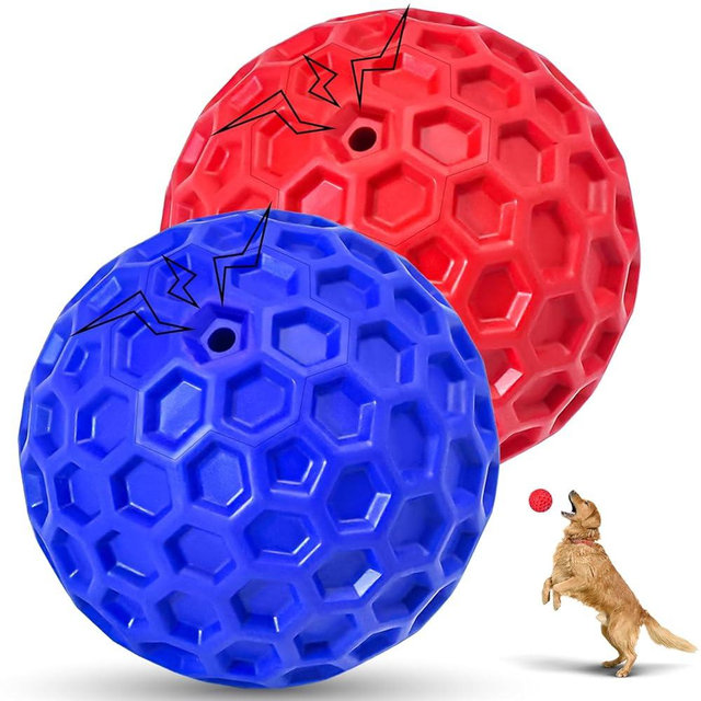 CHEODIN 2 Pack Indestructible Squeaky Dog Balls for Aggressive Chewers, Interactive Dog Toys for Teething, Relieving Anxiety. Chew Toy for Large, Medium Breeds, Outdoor Rubber Balls.