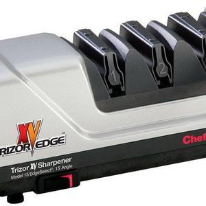 Chef’sChoice 15 Trizor XV EdgeSelect Professional Electric Knife Sharpener for Straight and Serrated Knives Diamond Abrasives Patented Sharpening System Made in USA, 3-Stage, Gray