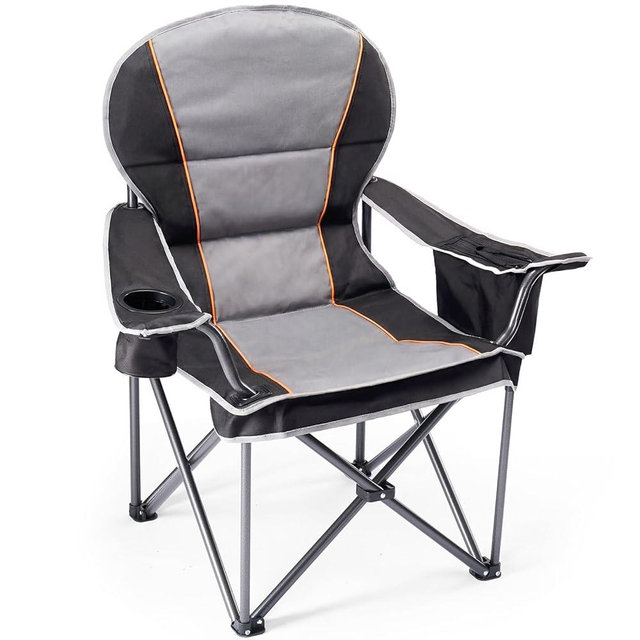 NEWBULIG Oversized Folding Camping Chair for Adults, Portable Outdoor Collapsible Chairs, 500 LBS Heavy Duty Support, with Cup Holders, for Lawn, Fishing, Hiking, Black