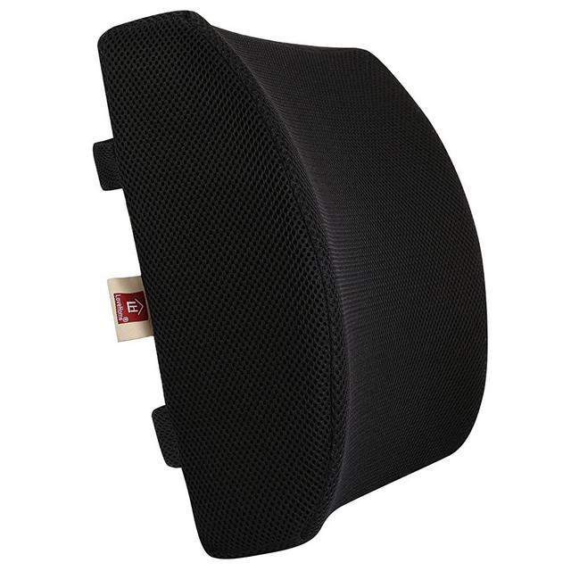 LOVEHOME Memory Foam Lumbar Support Back Cushion with 3D Mesh Cover Balanced Firmness Designed for Lower Back Pain Relief- Ideal Back Pillow for Computer/Office Chair, Car Seat, Recliner etc. - Black