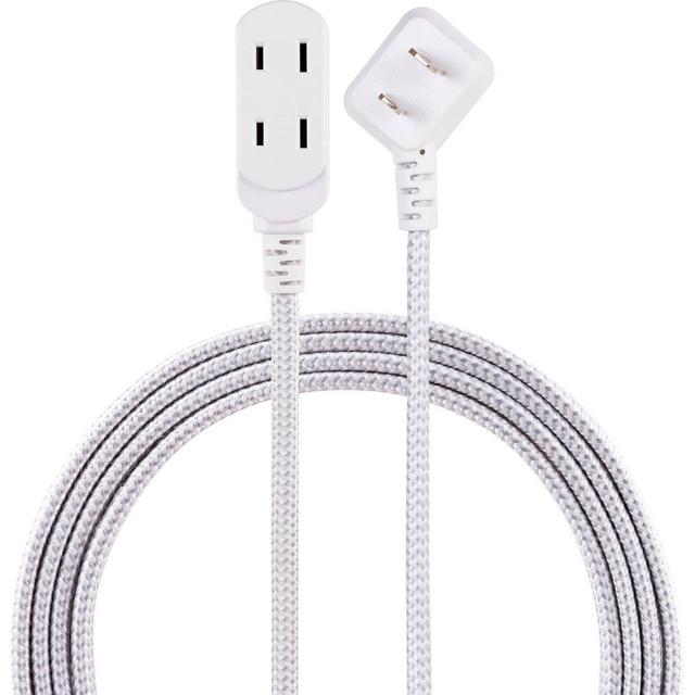 Cordinate 8ft 3 Outlet Polarized Extension Cord Gray/White