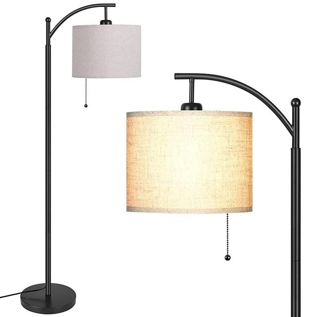 MOFFE Modern Arc Floor Lamp for Living Room, Bedroom, Office; Bright Lighting to Soft White Light - Includes 3-Mode Energy Saving LED Bulb Black