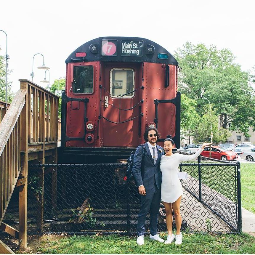 An old #7 train by the courthouse in Queens.