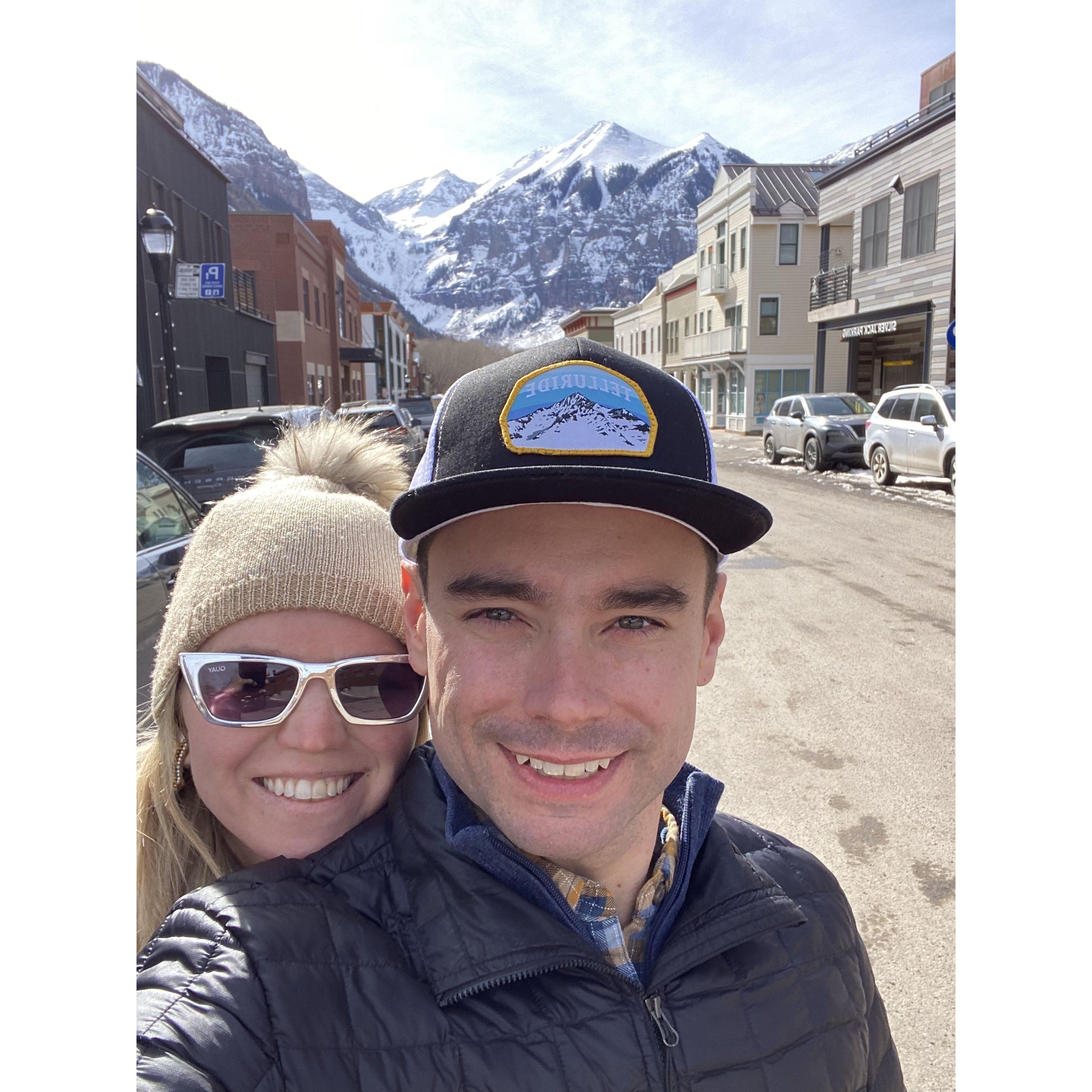 Exploring downtown Telluride together after our engagement the prior day