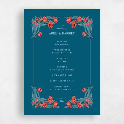 Teal Blue Wedding Program - Willmore
