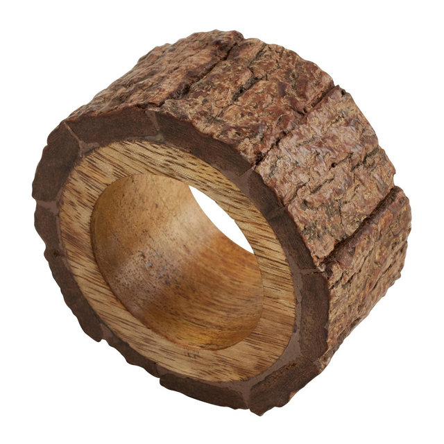 Saro Lifestyle Saro Lifestyle Wood Bark Napkin Ring Holders , Brown,